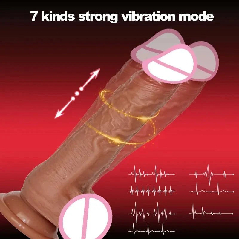 Realistic Telescopic Rotating Vibrator Dildo — Heated, Rotating & Telescopic Pleasure Stick