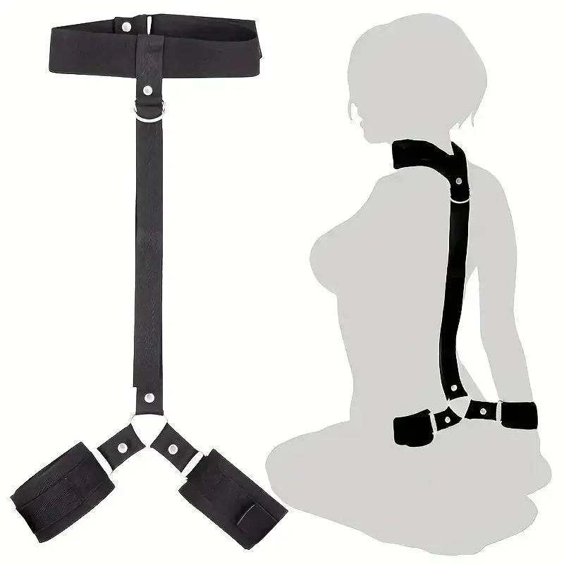 All-in-One 18-Piece Bondage & Strap-On Kit adjustable harness hand and leg restraints BDSM accessories