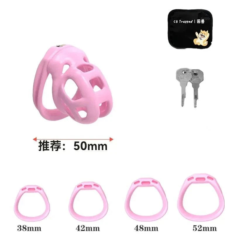 Mini dispositivo de castidad masculino: jaula ventilada con anillo y cerradura