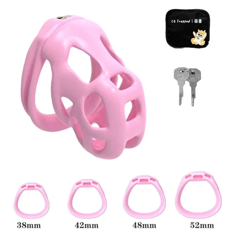 Mini dispositivo de castidad masculino: jaula ventilada con anillo y cerradura