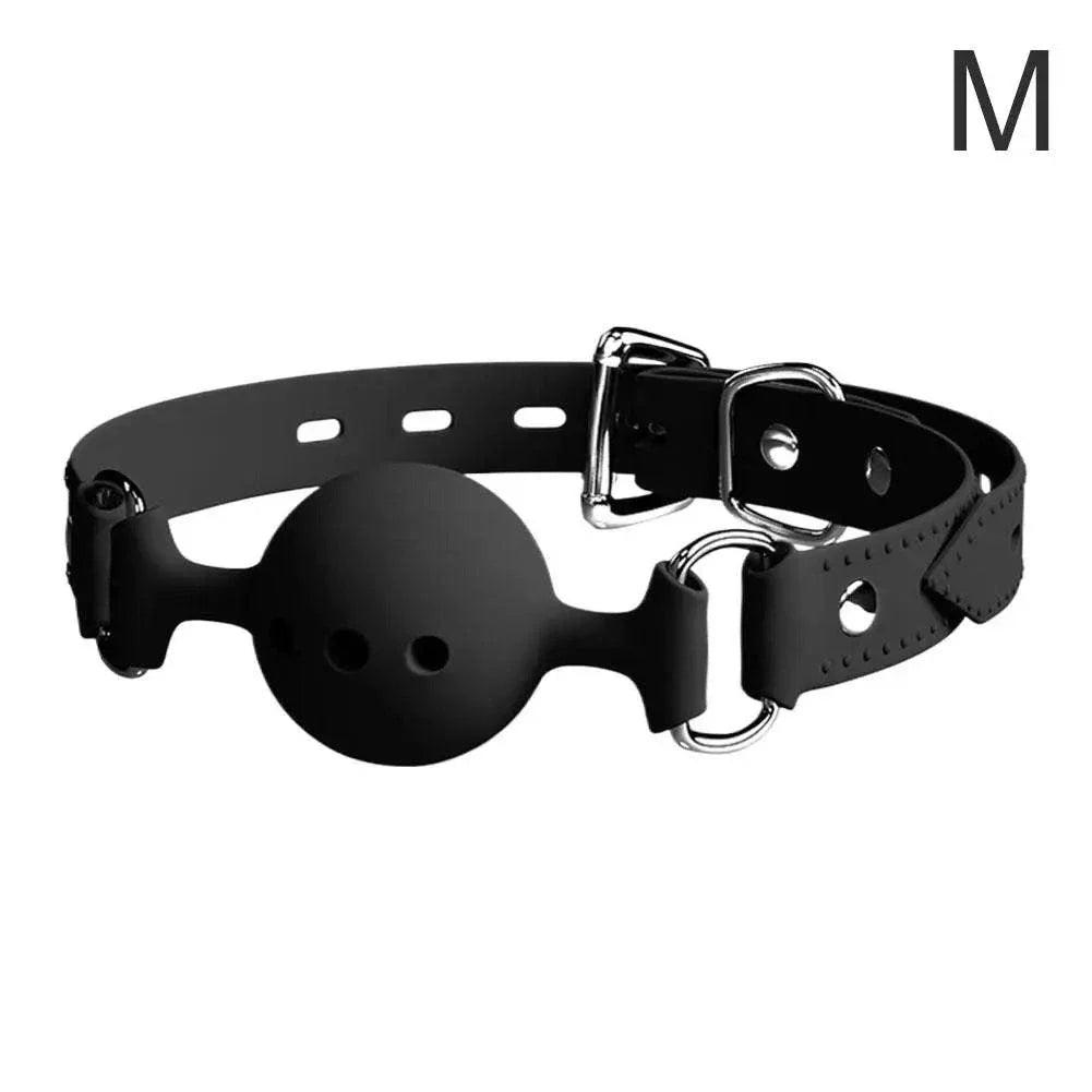 Breathable silicone ball gag with adjustable straps for safe bondage restraint