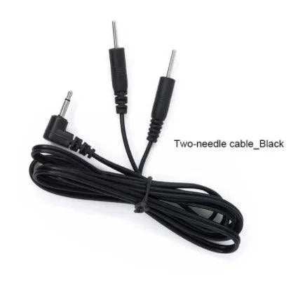 Two-needle cable for Varied Electro-Shock Penis Ring electro-stim device black