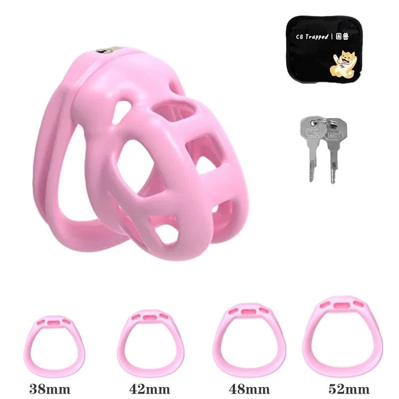 Mini dispositivo de castidad masculino: jaula ventilada con anillo y cerradura