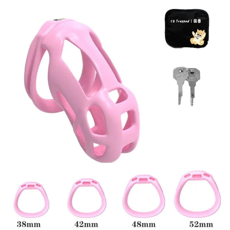Mini dispositivo de castidad masculino: jaula ventilada con anillo y cerradura