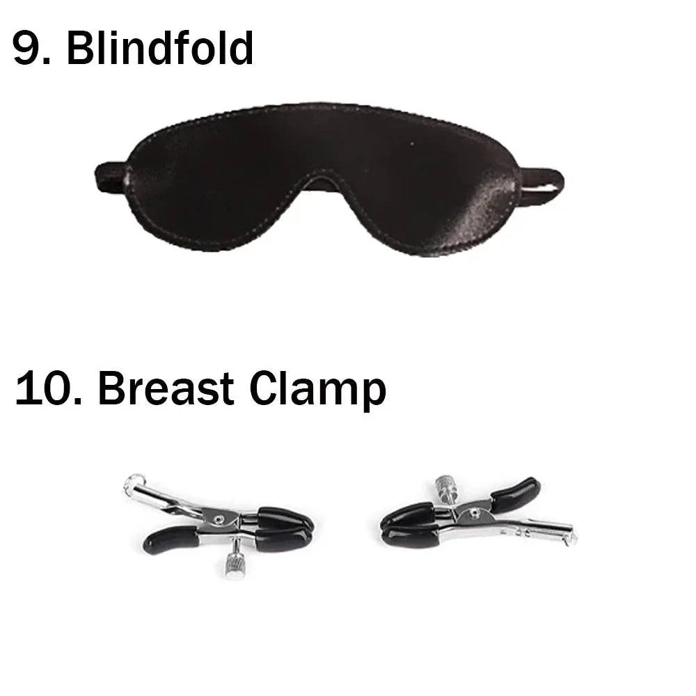 BDSM Bondage Restraint Kit blindfold and adjustable breast clamps accessories