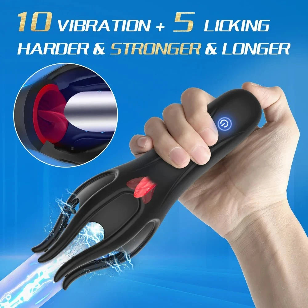 Glans Trainer Vibrator soft fingertip massager for penis and G-spot stimulation with 10 vibration modes and 5 licking functions