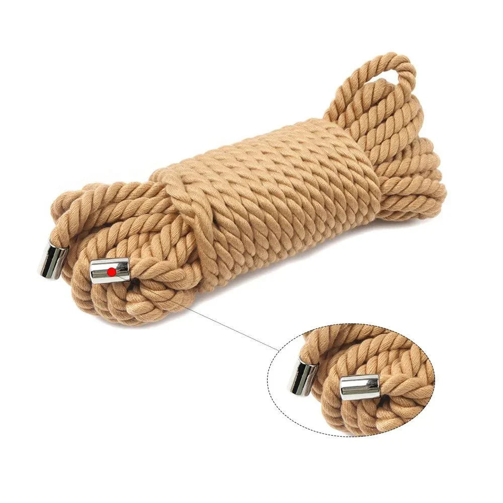 20-meter soft cotton rope BDSM restraint kit for couples with metal tips