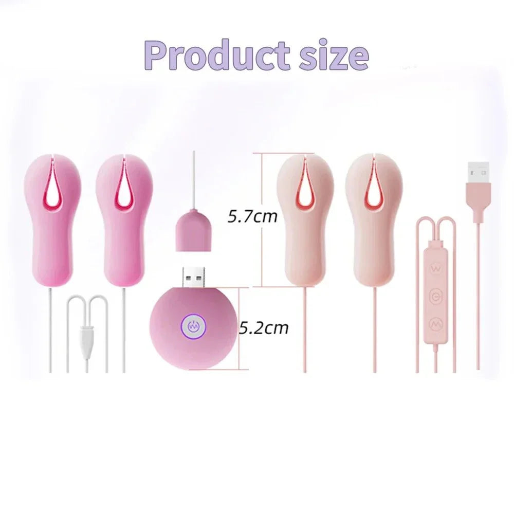Enhancer nipple stimulator vibrator in pink with USB charging and controls for targeted breast massage and arousal