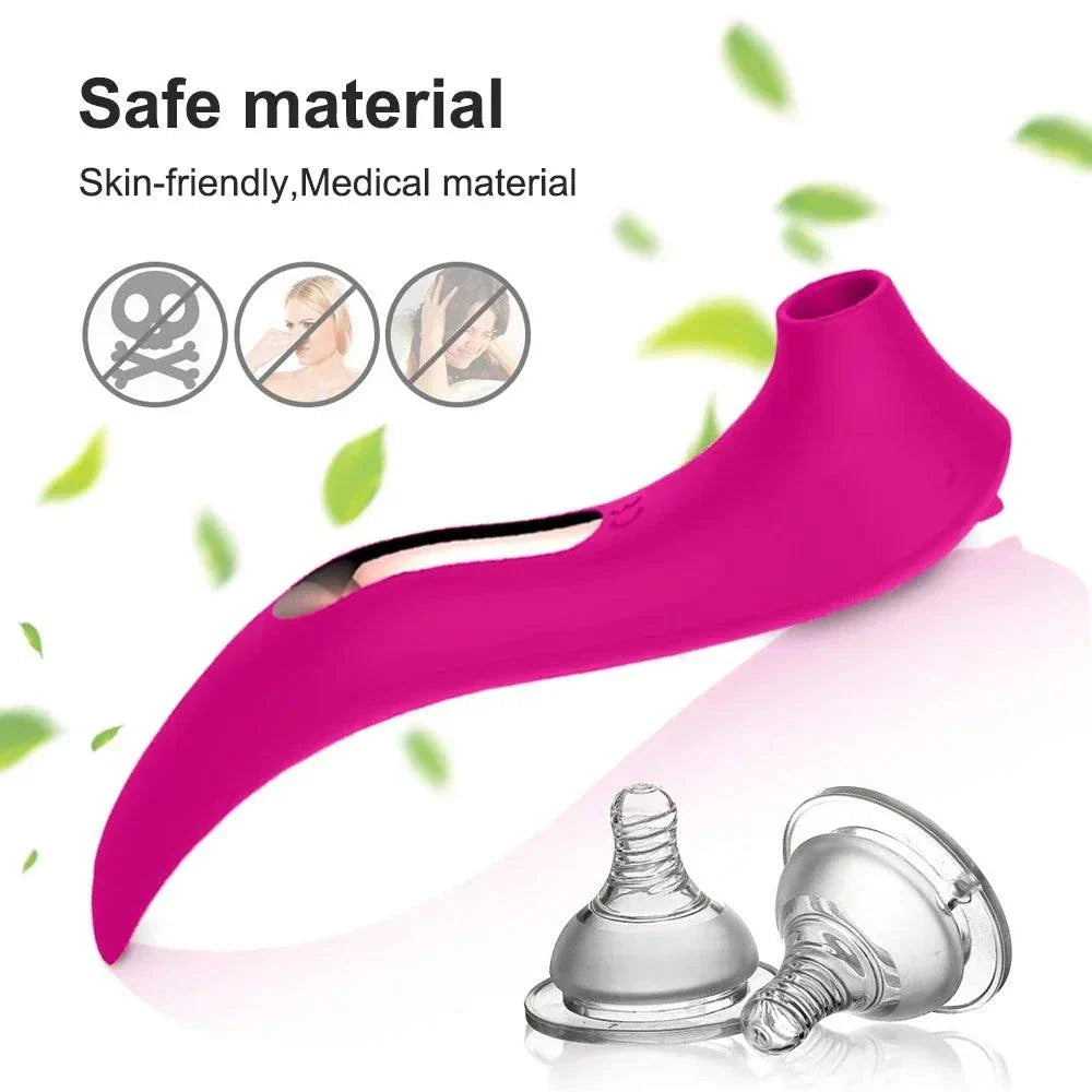 Powerful clitoris sucking vibrator with nipple oral vacuum stimulator made of skin-friendly medical material