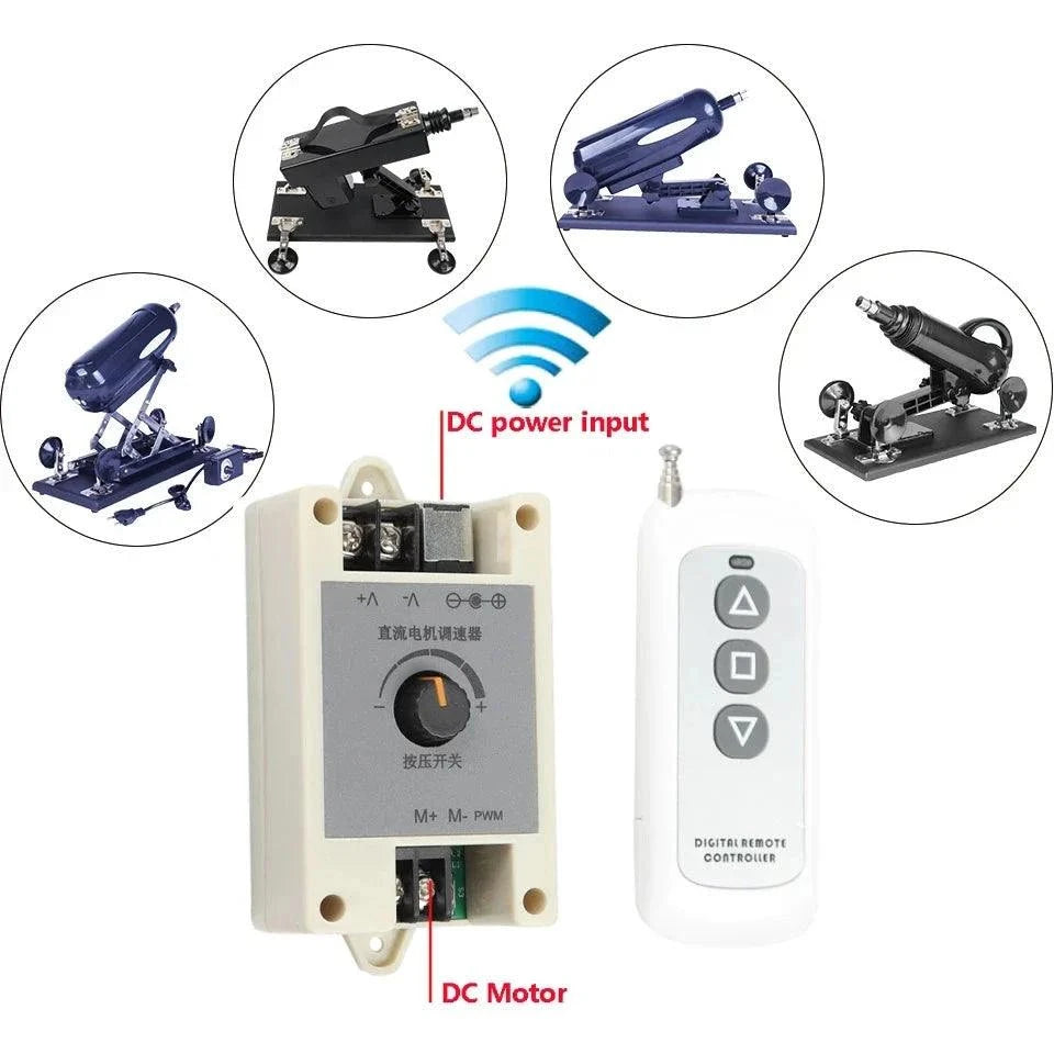 Automatic Sex Machine remote control module with DC motor and wireless remote controller for adjustable thrust gun attachments