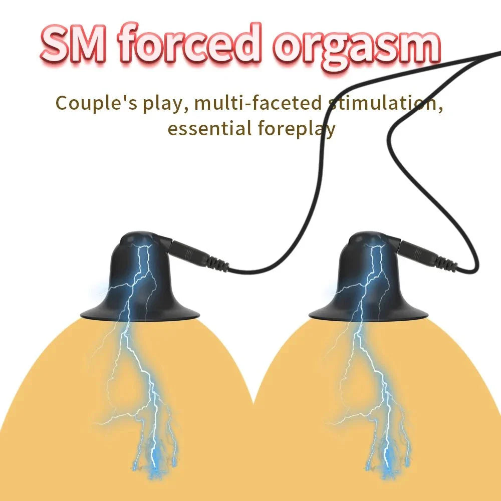 Electric shock nipple clamps with metal labium and clitoris clips for breast and body stimulation set