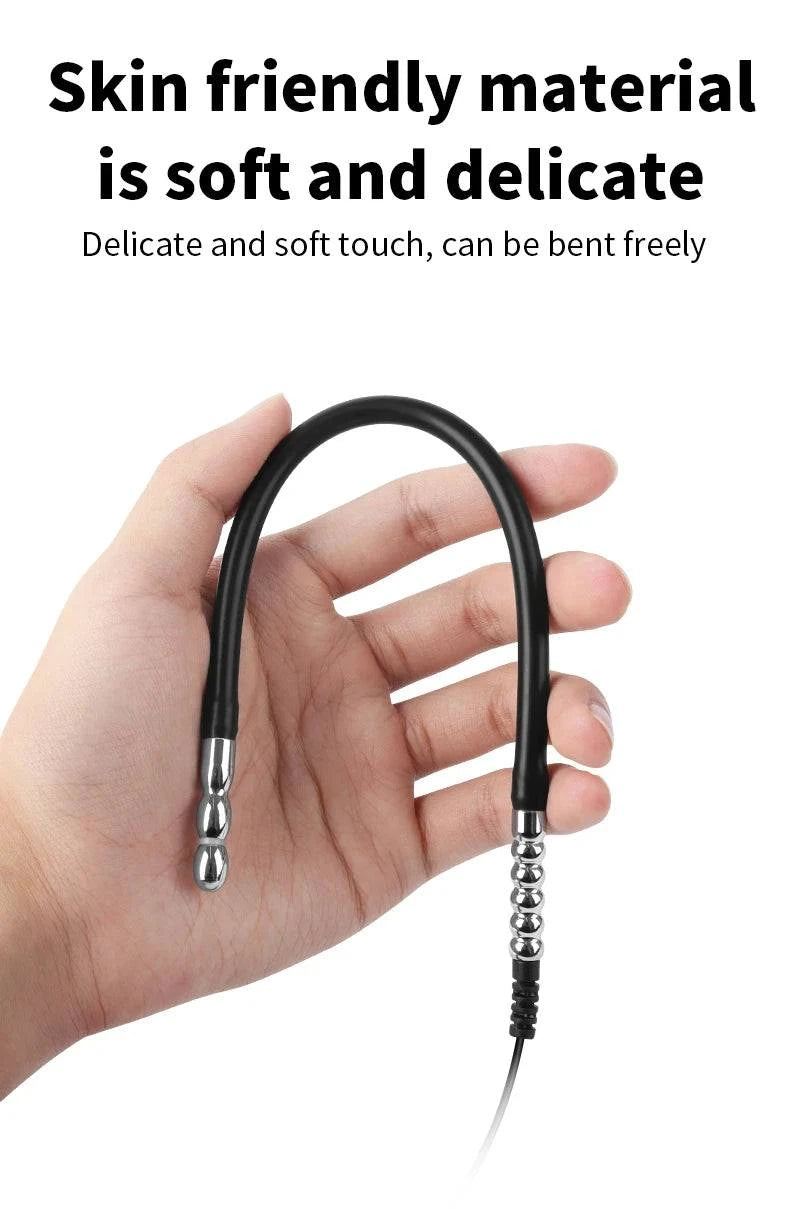 Dilatador uretral de silicona con descarga eléctrica — Tapón para el pene con forma de ojo de caballo