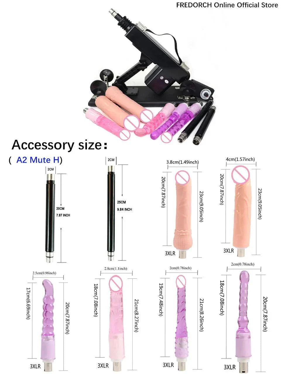 Automatic sex machine with adjustable thrust, remote and app control, multiple attachments and customizable settings