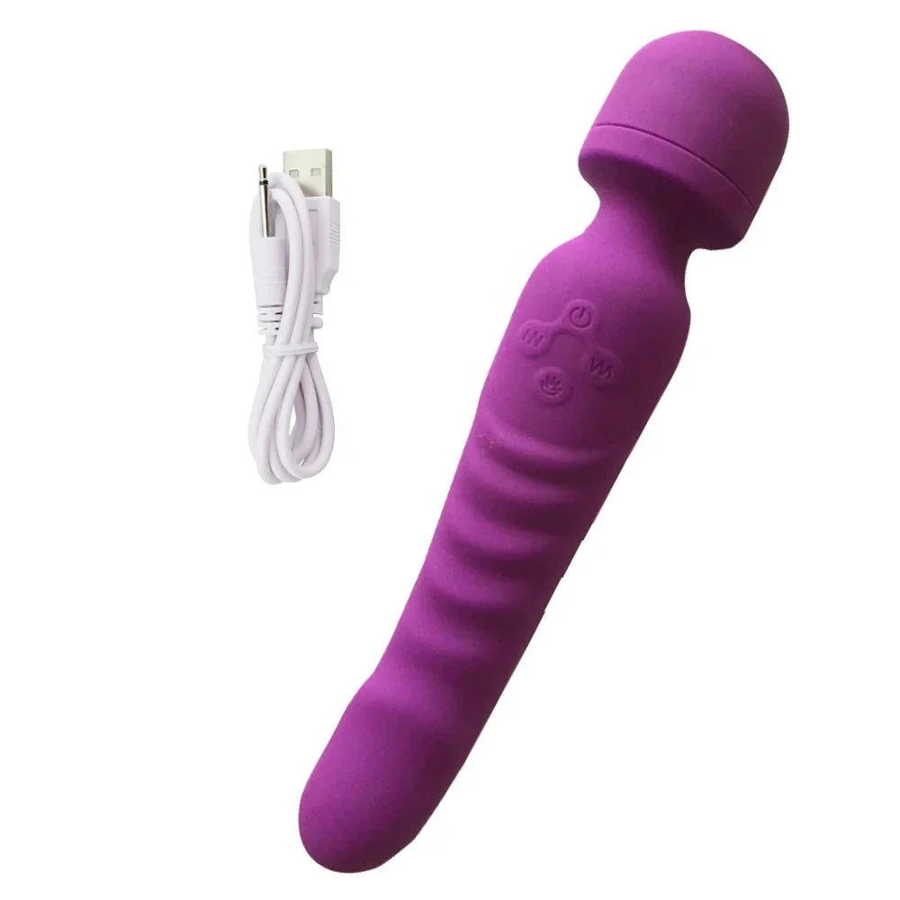 AV Magic Wand Vibrator purple silicone clitoral stimulator and G-spot massager with USB charger