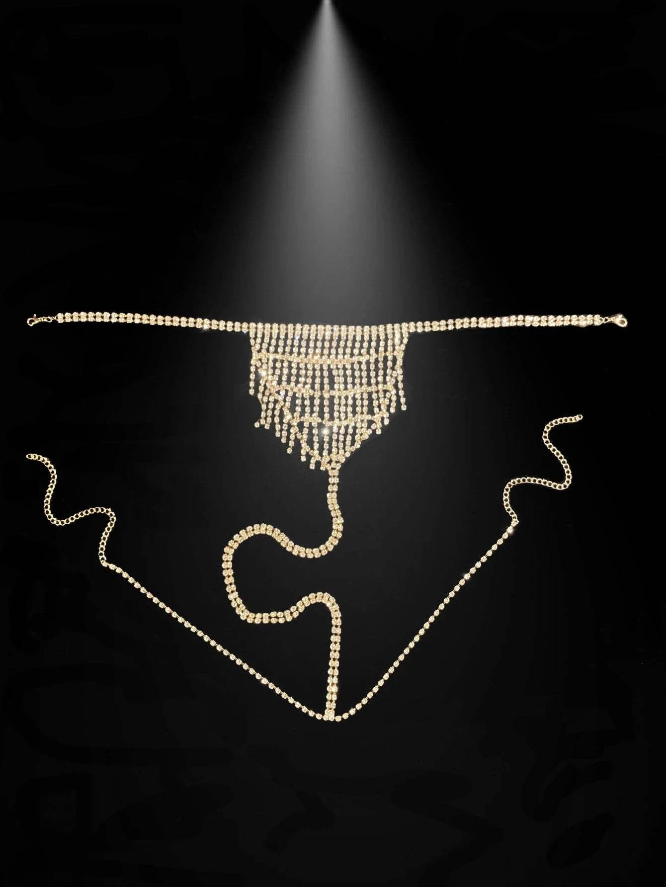 Cadena de cintura con borlas y diamantes de imitación: un accesorio de joyería corporal sexy