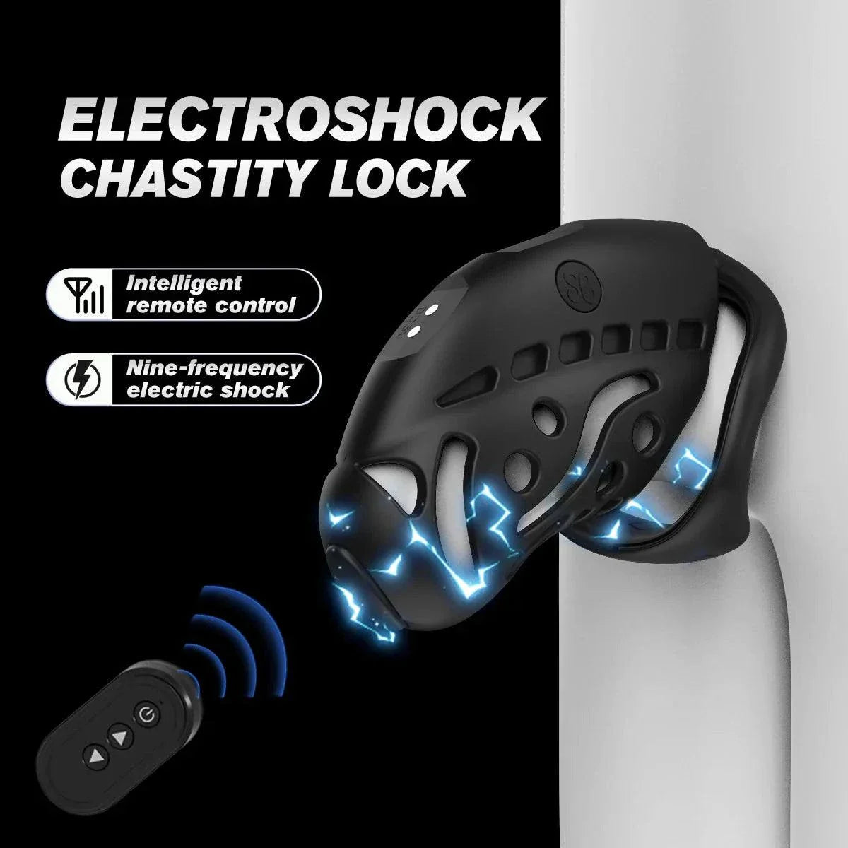Wireless remote control electric shock male chastity cage with urethral lock and nine-frequency stimulation