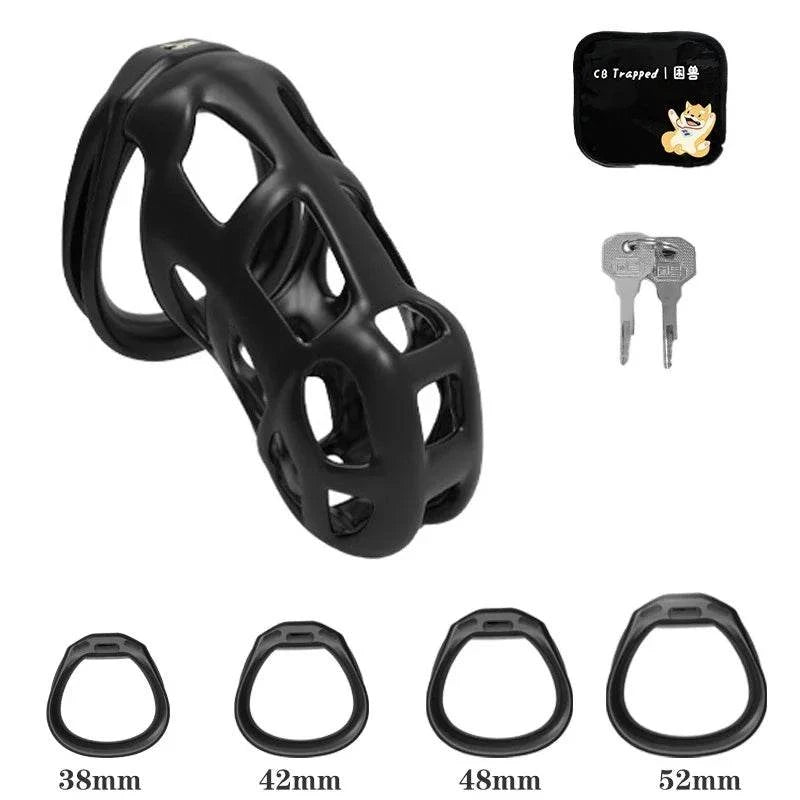 Mini dispositivo de castidad masculino: jaula ventilada con anillo y cerradura