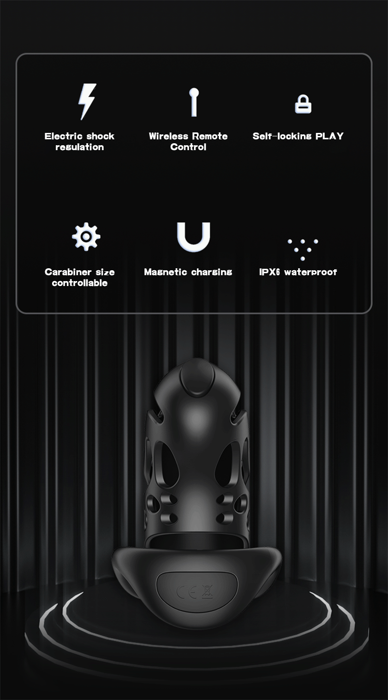 Wireless remote control electric shock male chastity cage with urethral lock and waterproof design