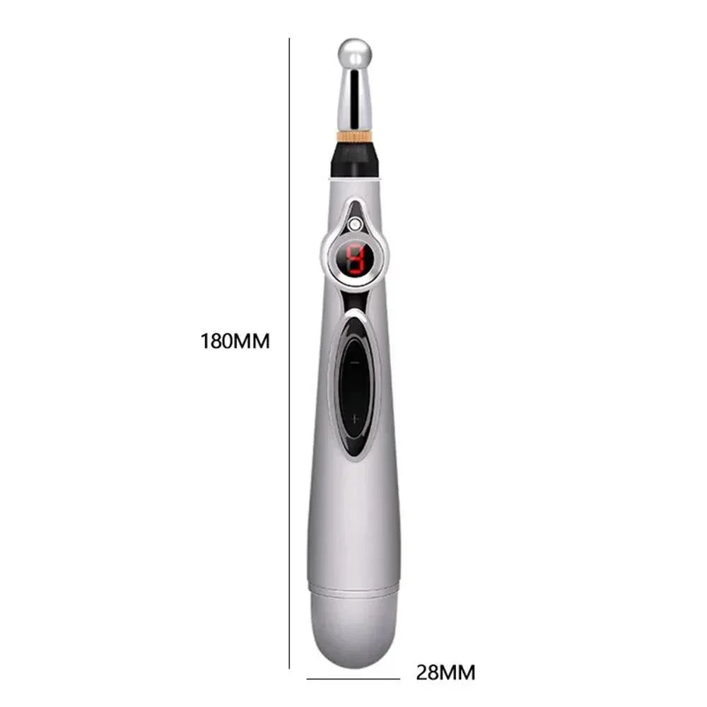 Electric Shock Wand e-stim acupuncture pen for penis, clitoral, anal, and nipple stimulation with adjustable intensity and interchangeable heads.