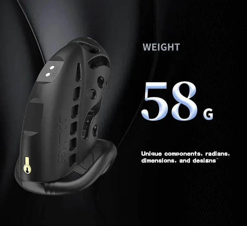 Wireless remote control electric shock male chastity cage with urethral lock weighing 58 grams