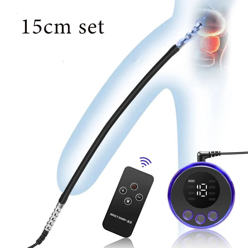Dilatador uretral de silicona con descarga eléctrica — Tapón para el pene con forma de ojo de caballo