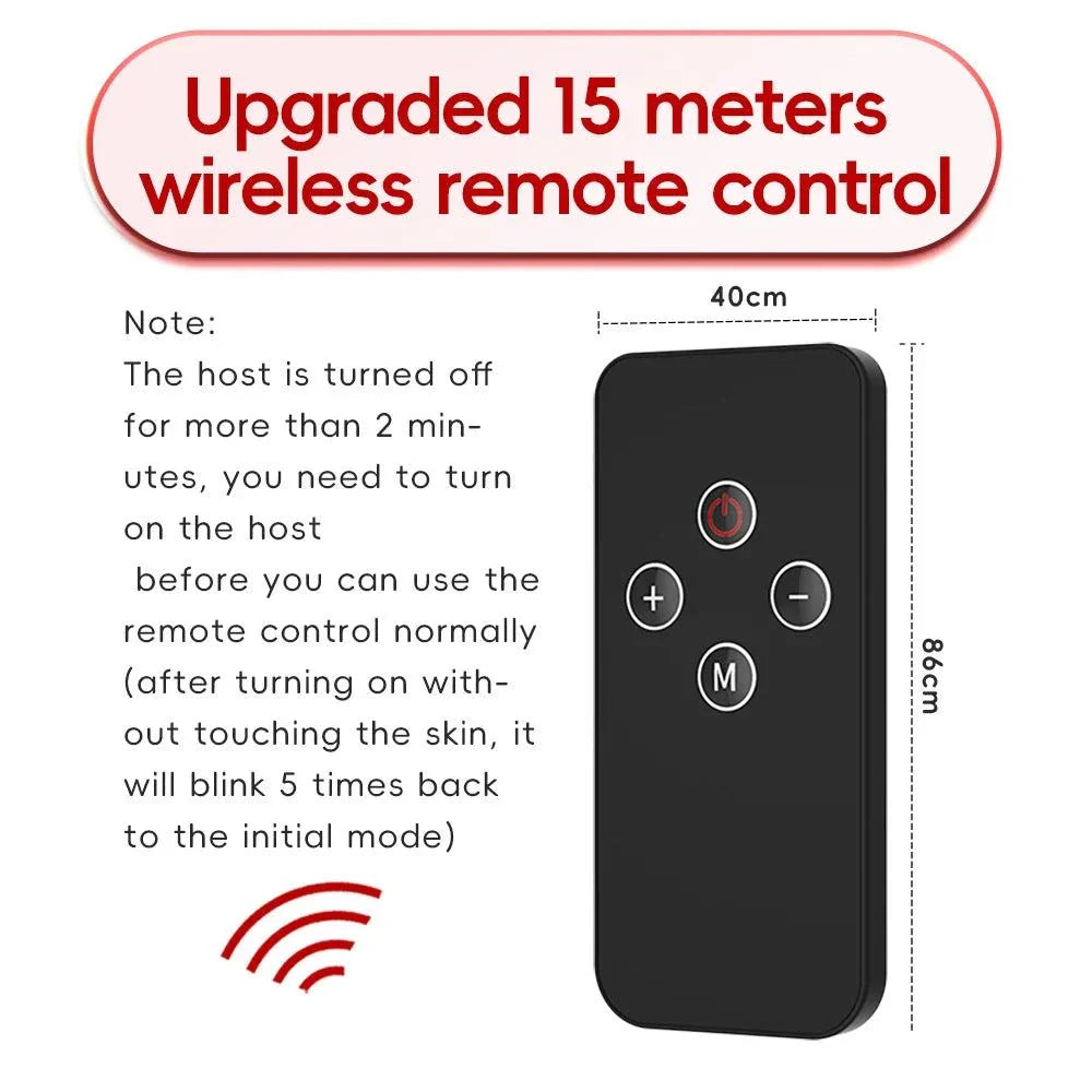 Wireless remote control for electric shock nipple clamps with vibration and multiple modes, measuring 40cm by 8.6cm