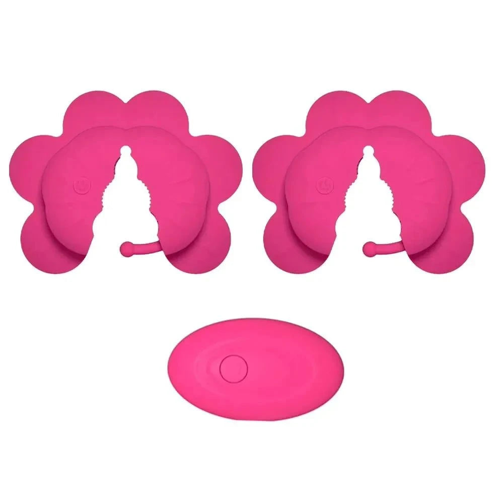 Rose-shaped adjustable nipple clamps vibrator with remote control and 10 vibration modes for women