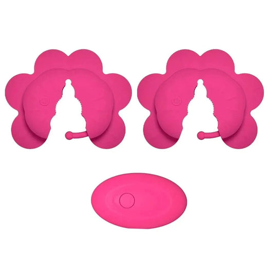 Rose-shaped adjustable nipple clamps vibrator with remote control and 10 vibration modes for women
