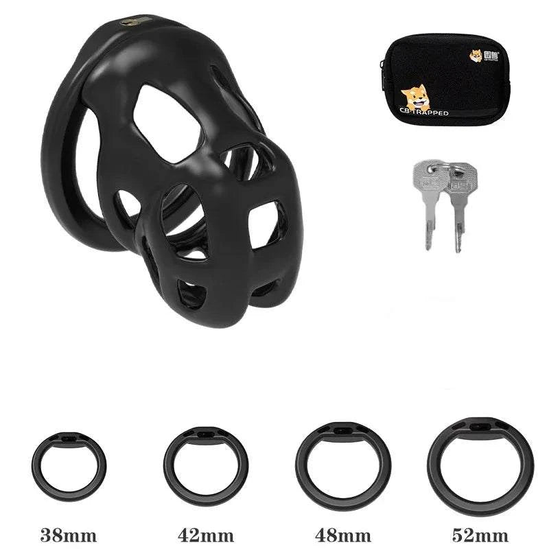 Mini dispositivo de castidad masculino: jaula ventilada con anillo y cerradura