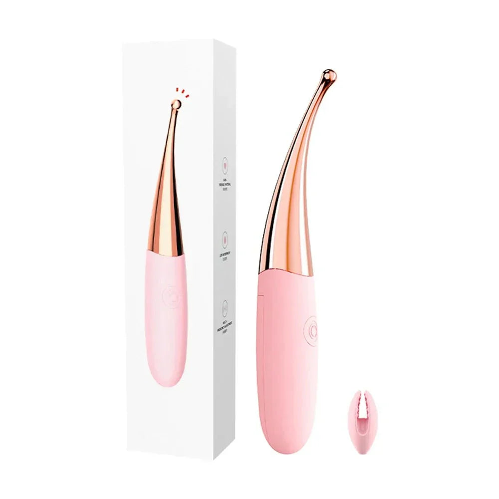High-Frequency G-Spot Vibrator in pink and rose gold for clitoral, nipple, and oral-lick stimulation with ergonomic design