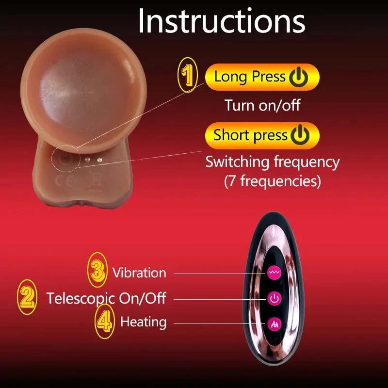 Realistic Telescopic Rotating Vibrator Dildo — Heated, Rotating & Telescopic Pleasure Stick