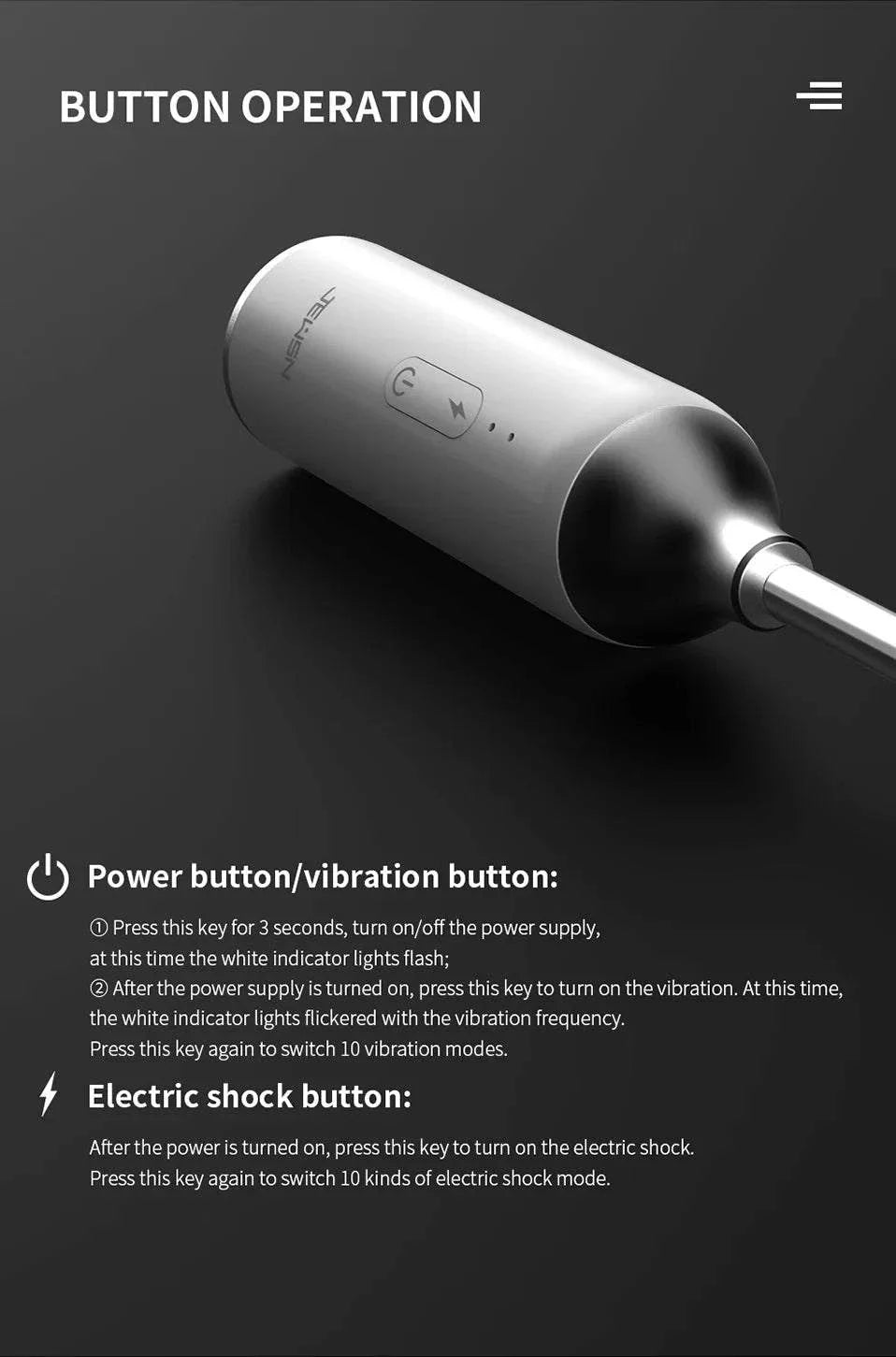 JEUSN Male Urethral Vibrator with vibration and electric shock functions, multiple sizes for customized urethral stimulation