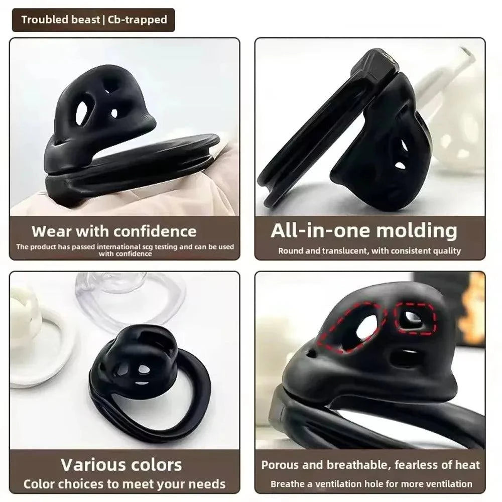 Mini dispositivo de castidad masculino: jaula ventilada con anillo y cerradura