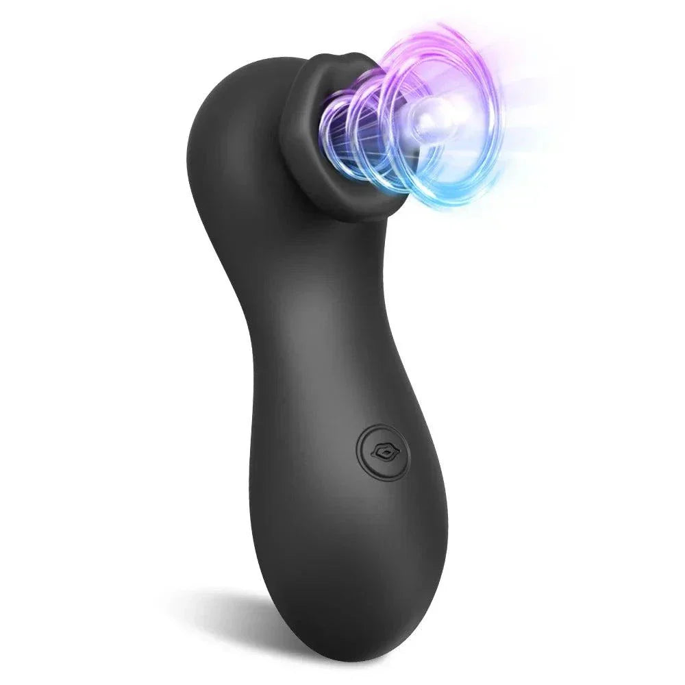 Black APP-controlled sucking vibrator for women with clit and nipple suction and vibration stimulation