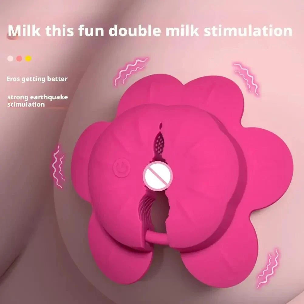 Rose nipple clamps vibrator in pink flower design with vibration modes for intense stimulation and hands-free use