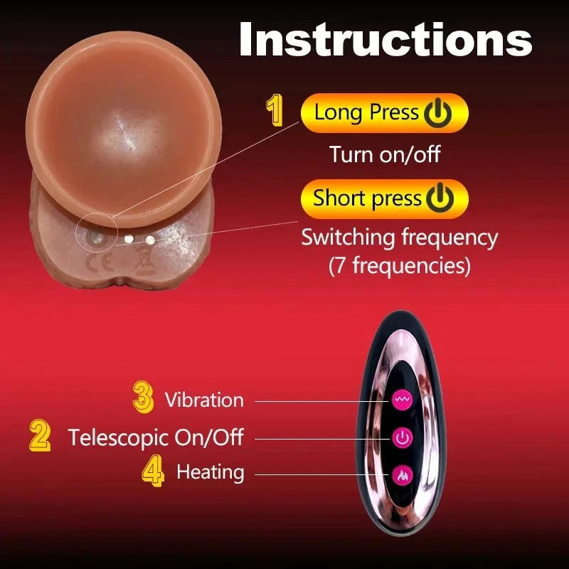 Realistic Telescopic Rotating Vibrator Dildo — Heated, Rotating & Telescopic Pleasure Stick