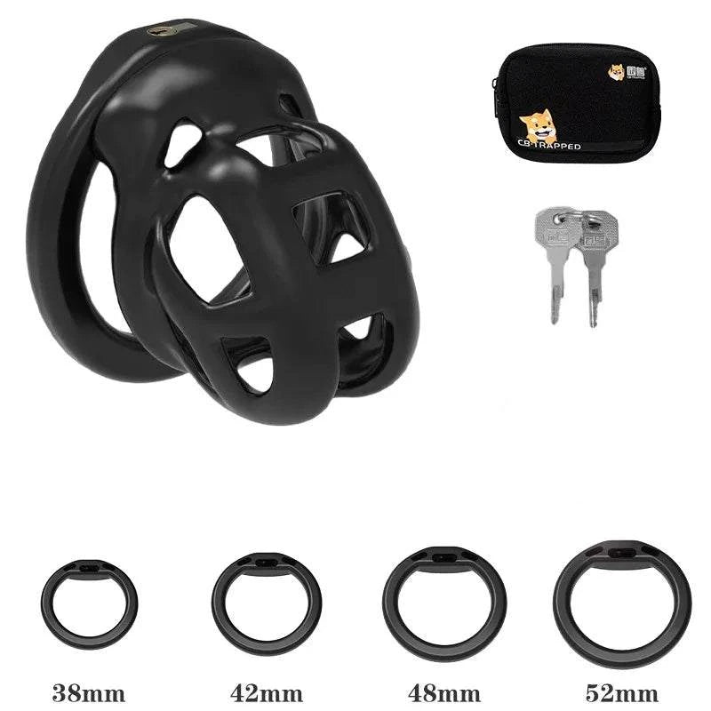 Mini dispositivo de castidad masculino: jaula ventilada con anillo y cerradura