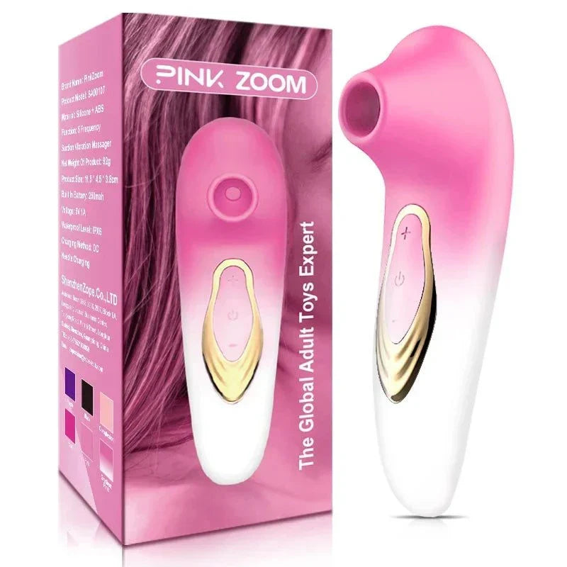 Powerful Clitoris Sucking Vibrator in pink and white with ergonomic design and multiple modes for intimate pleasure