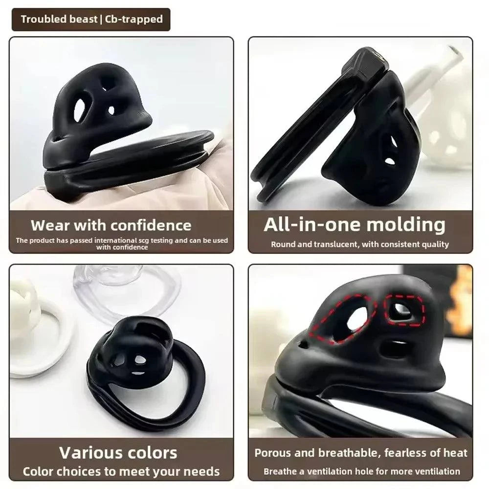 Mini dispositivo de castidad masculino: jaula ventilada con anillo y cerradura