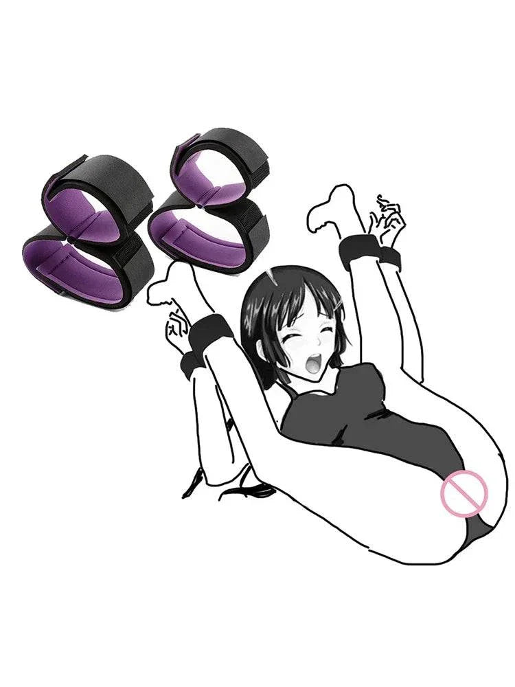 Adjustable nylon handcuff and collar bondage restraint kit for couples exploring BDSM and intimacy