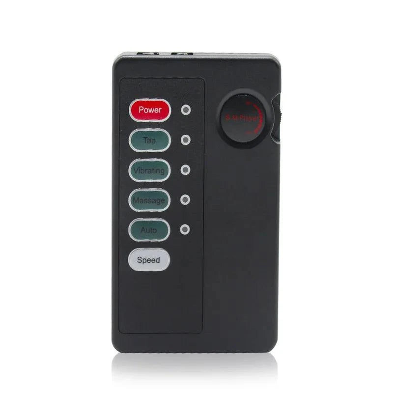Electric shock plastic cage control unit with power and mode buttons for male chastity device