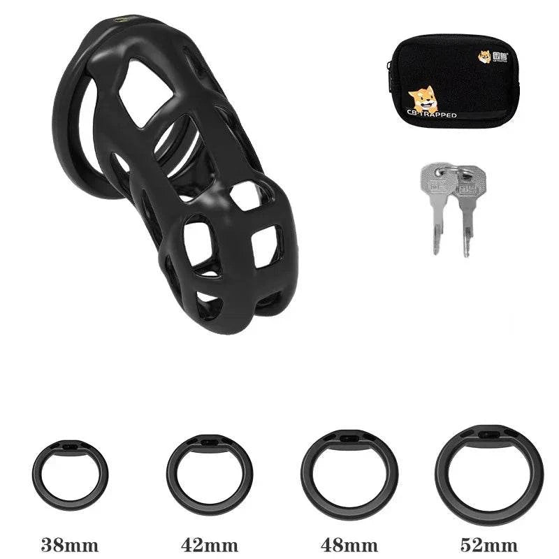 Mini dispositivo de castidad masculino: jaula ventilada con anillo y cerradura