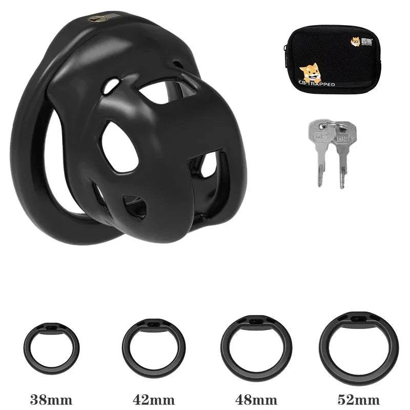 Mini dispositivo de castidad masculino: jaula ventilada con anillo y cerradura