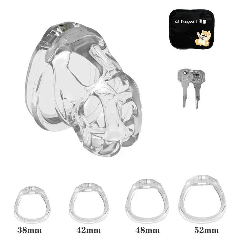 Mini dispositivo de castidad masculino: jaula ventilada con anillo y cerradura