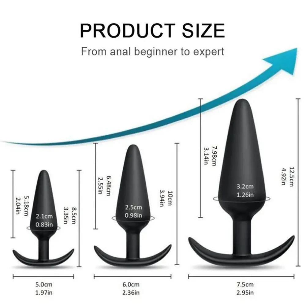 3-Piece Silicone Anal Plug Set – Soft & Flexible Butt Plugs