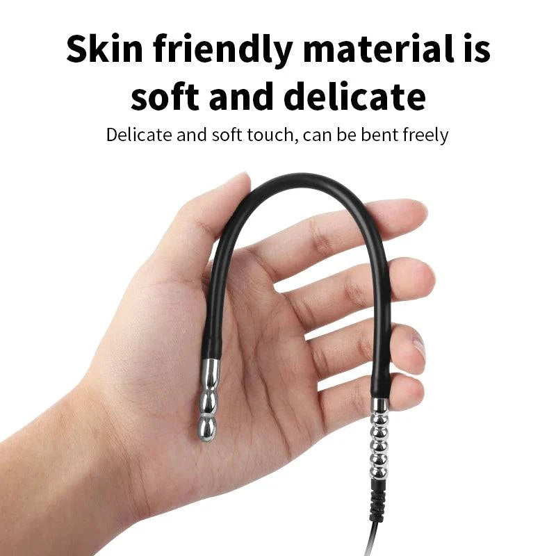 Dilatador uretral de silicona con descarga eléctrica — Tapón para el pene con forma de ojo de caballo