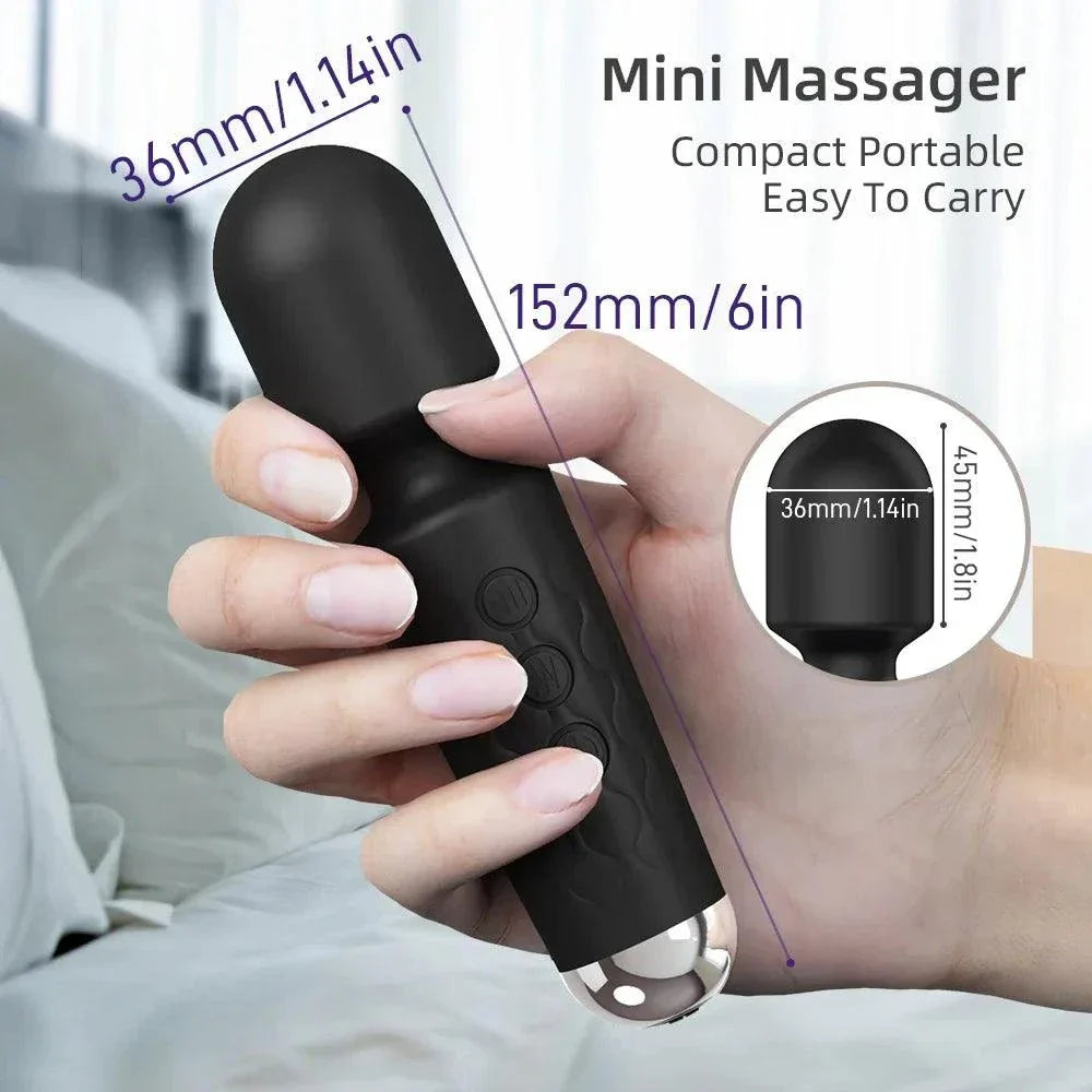 20-Speed Powerful AV Vibribrator handheld mini massager with 20 vibration modes for G-spot, clitoral, and nipple stimulation, compact and portable design