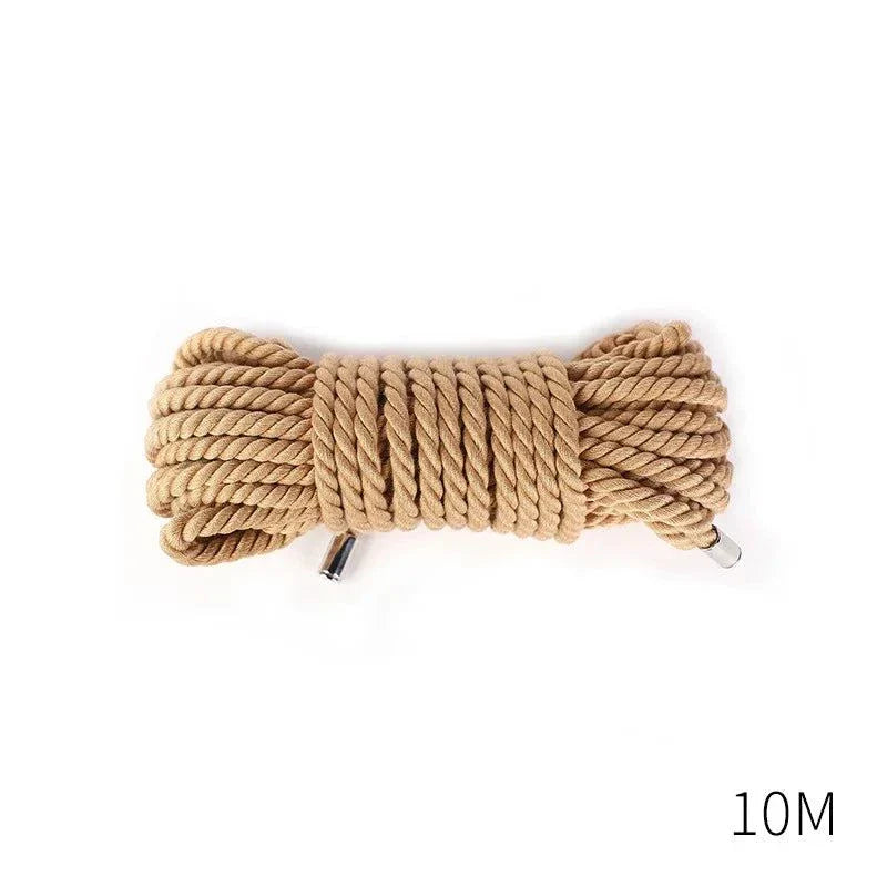 10-meter soft cotton rope for BDSM restraint and bondage play