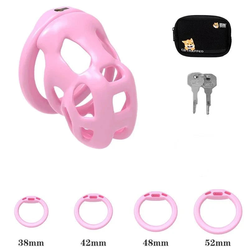 Mini dispositivo de castidad masculino: jaula ventilada con anillo y cerradura