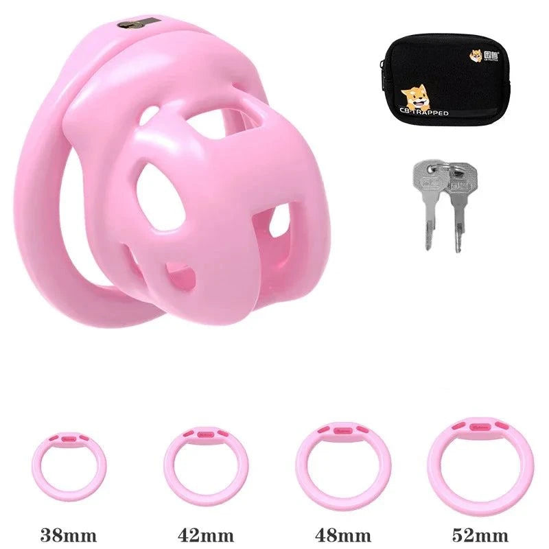 Mini dispositivo de castidad masculino: jaula ventilada con anillo y cerradura